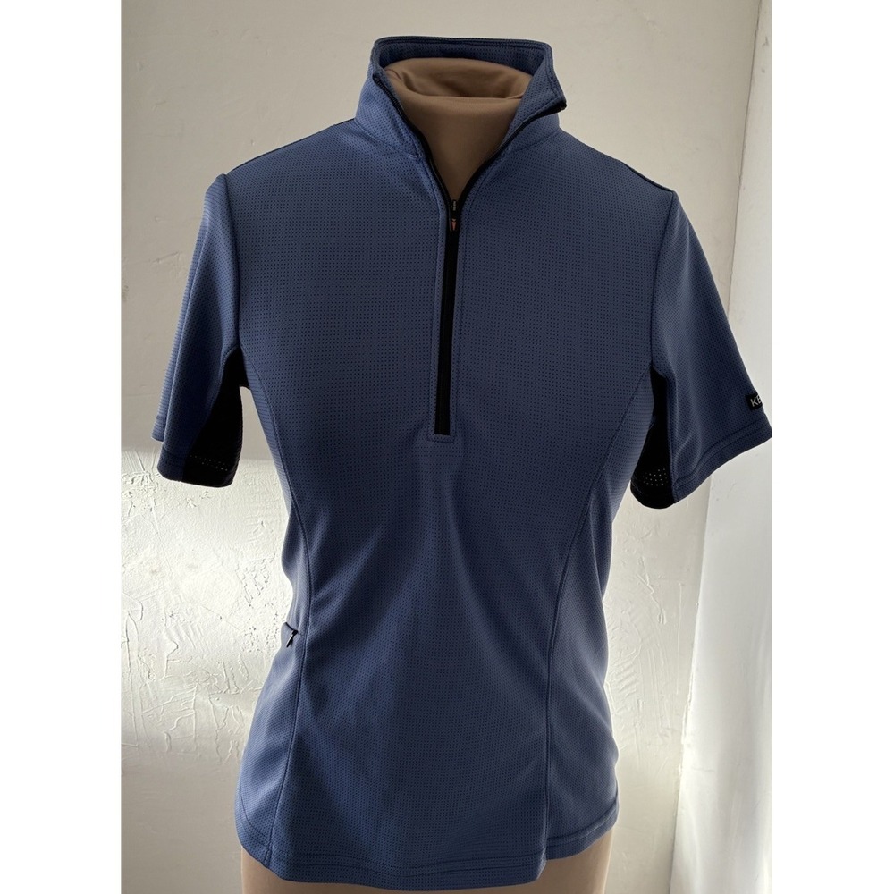 Kerrits Women's Equestrian Riding Shirt Blue Black Zip Neck XS